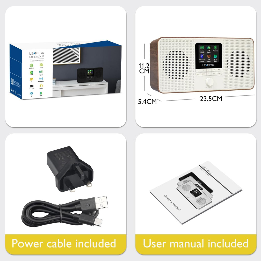 LEMEGA IR4S Stereo WiFi Internet Radio,Tragbares DAB/DAB+/FM Digitalradio,Spotify Connect,Bluetooth,