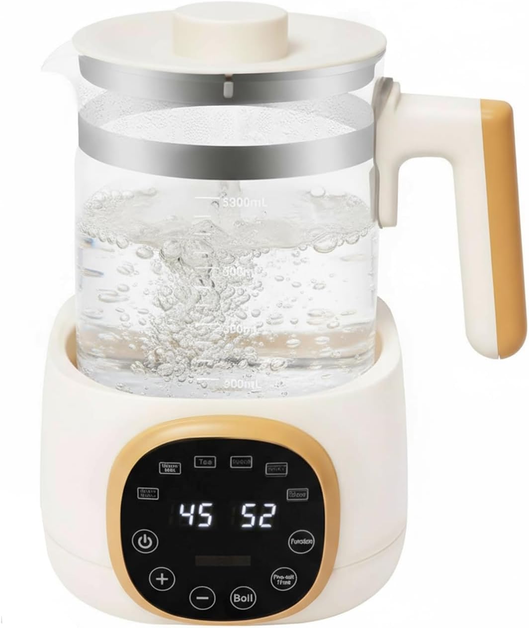 1,3L Flaschenzubereiter für Baby-Flaschenwärmer, Glas Wasserkocher 72 Stunden Thermostat Flaschenvor