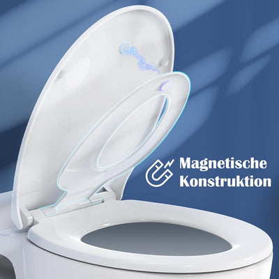 STOREMIC Toilettendeckel mit Absenkautomatik,Klodeckel mit Magnetisch zu befestigenden Toilettensitz