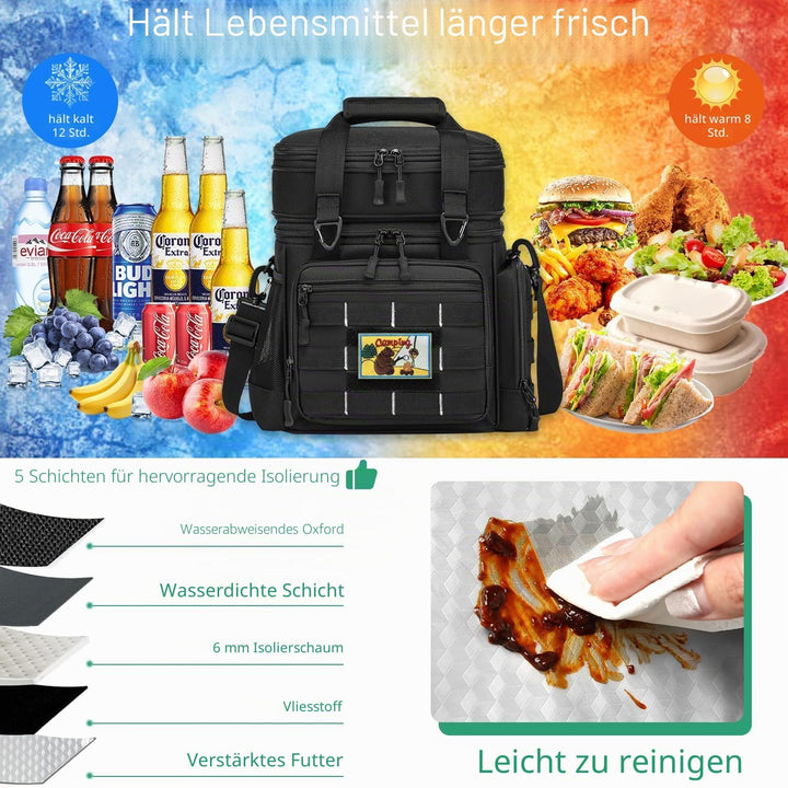Kühltasche Picknicktasche erweiterbare Isoliertasche Lunchtasche Essen &amp; Getränk Thermotasche für Sc