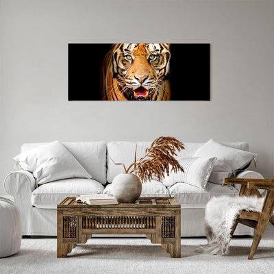 Panorama Bilder auf Leinwand 100x40cm Leinwandbild mit Rahmen tiger tier Gross Wanddeko Bild Schlafz