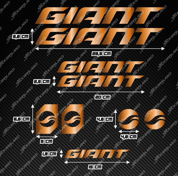 Stickersland® Aufkleber-Set kompatibel mit Rahmen Giant MTB Mountainbike und Helm | Decals Aufkleber