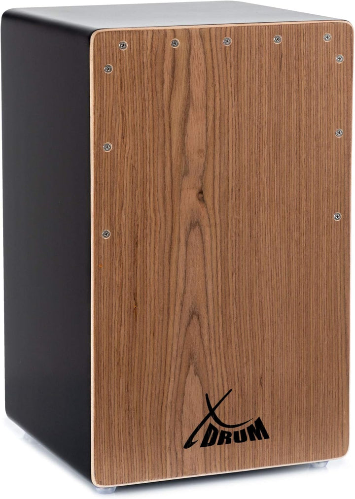 XDrum Cajon El Bajo Bass Port Black/Walnut - Integrierter Bass Port für druckvollen Sound - Trommelk