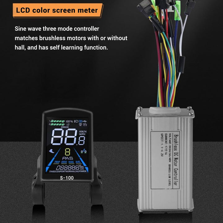 BuyWeek Elektrofahrrad Brushless Motor Controller Kit, 36V 48V 250W 350W 17A 3 Modus Sinuswelle Cont