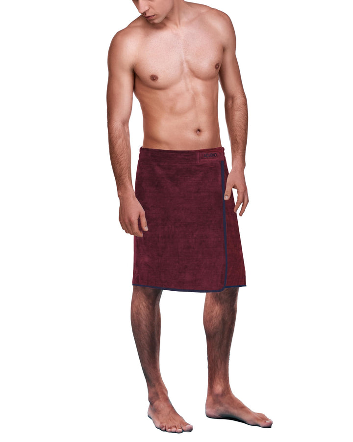 ADAMO XXL-Sauna Kilt dunkelblau für Herren in Übergrössen mit Klettverschluss 65 x 210 cm Weinrot, 6