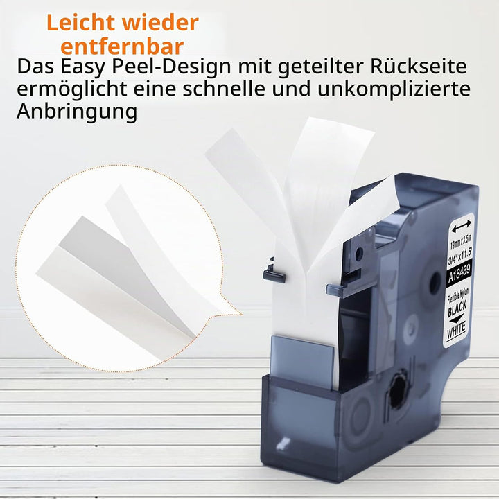 5x MarkField 19mm Flexible Nylon Schriftband Kompatibel mit Dymo Rhino 18489 Band Industrial Flexibl