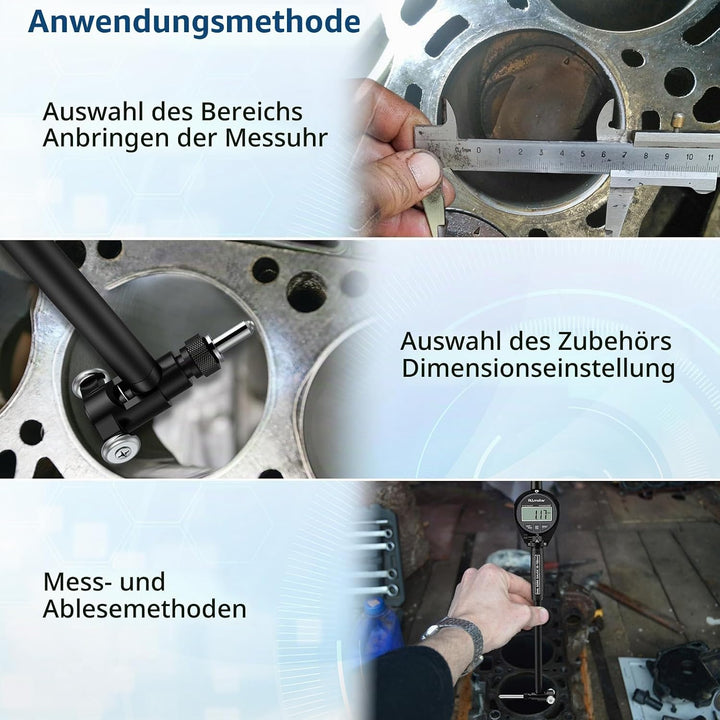 ALLmeter Digitales Bohrungsmessgerät Messuhr Set 50-160 mm Innendurchmesser Anzeige Messwerkzeug mit
