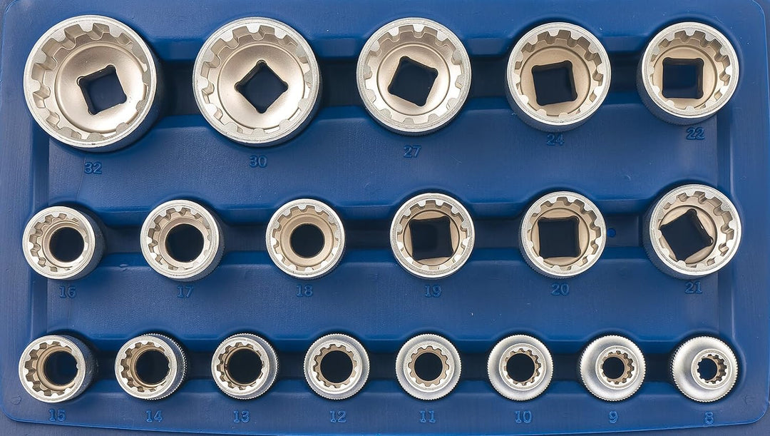 Satz A-SUNI9 Multi Steckschlüsselsatz Universal Antrieb 12,5mm (1/2") 19tlg. Multi Fit Zoll metrisch