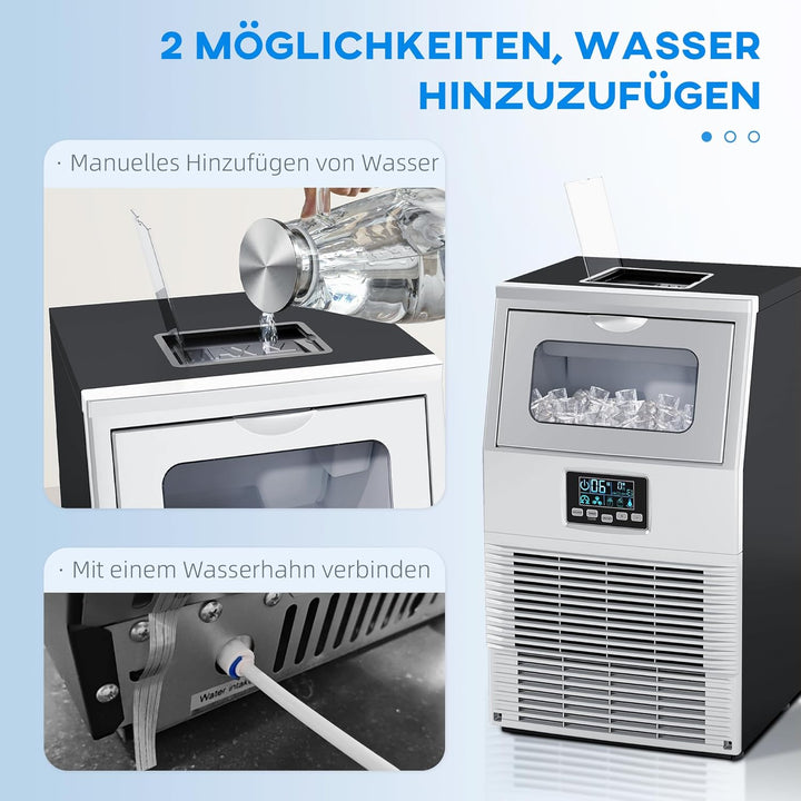 HOMCOM Kommerzielle Eiswürfelmaschine 30kg/24H Eismaschine mit digitaler Steuerung, Eisportionierer,