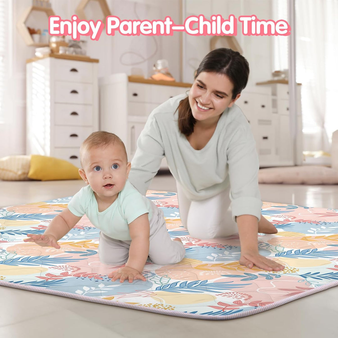 Spielmatte Baby 127×127cm mit Rutschfest, Extra Dicke 2cm Weiche Krabbelmatte Baby, Faltbar Krabbeld