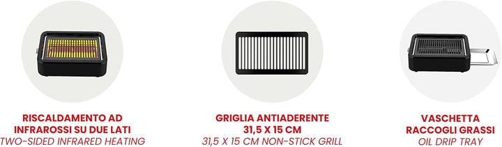 ARDES - ARGRILL01 Rauchfreier Elektrogrill GRILL AMO, BBQ, Rauchfrei, Infrarotheizung 1100 W, Tragba