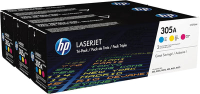 HP 305A (CF370AM) Multipack Original Toner 1xBlau, 3er-Pack, cyan/magenta/gelb