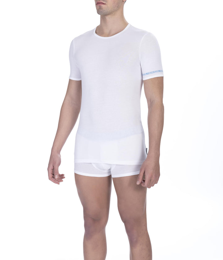 Bikkembergs 2er-Pack Unterwäsche-T-Shirts mit Rundhalsausschnitt – Herren – Stretch-Baumwolle M Weis