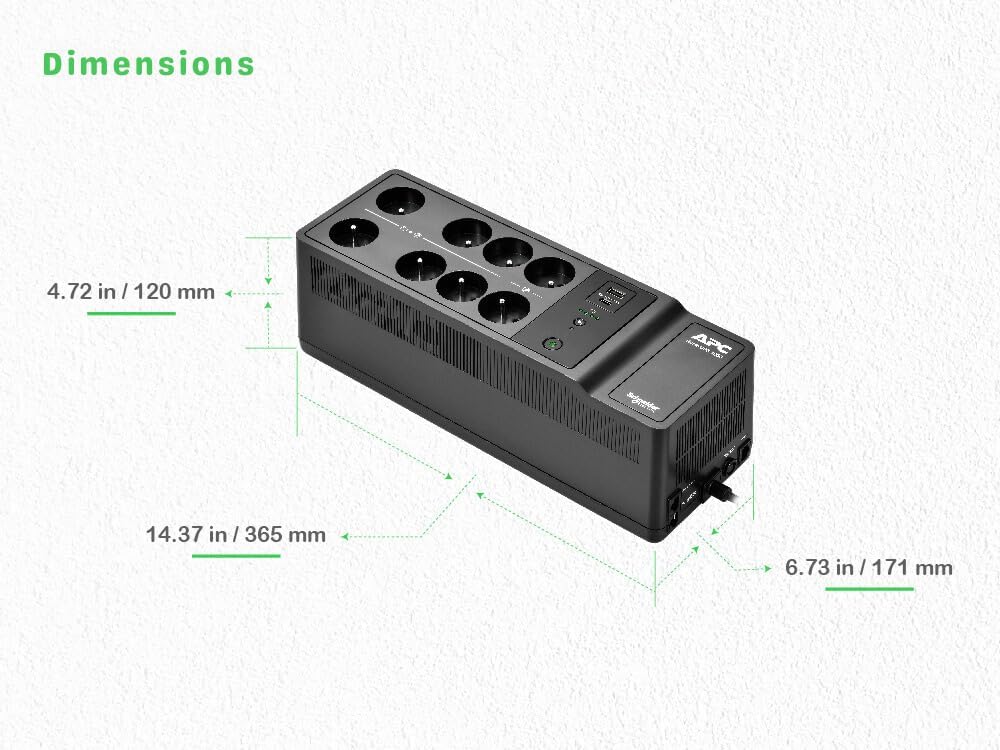APC Back-UPS BE Series BE1050G2 USV Wandmontage / Aufputzmontage USB-C + USB-A Wechselstrom 230 V 60
