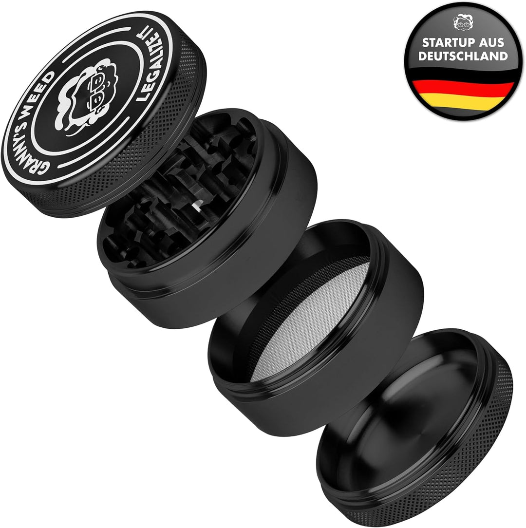 Granny's Premium Aluminium Gewürzmühle | messerscharfes Mahlwerk | 4-teilig | inkl. Reinigungswerkze