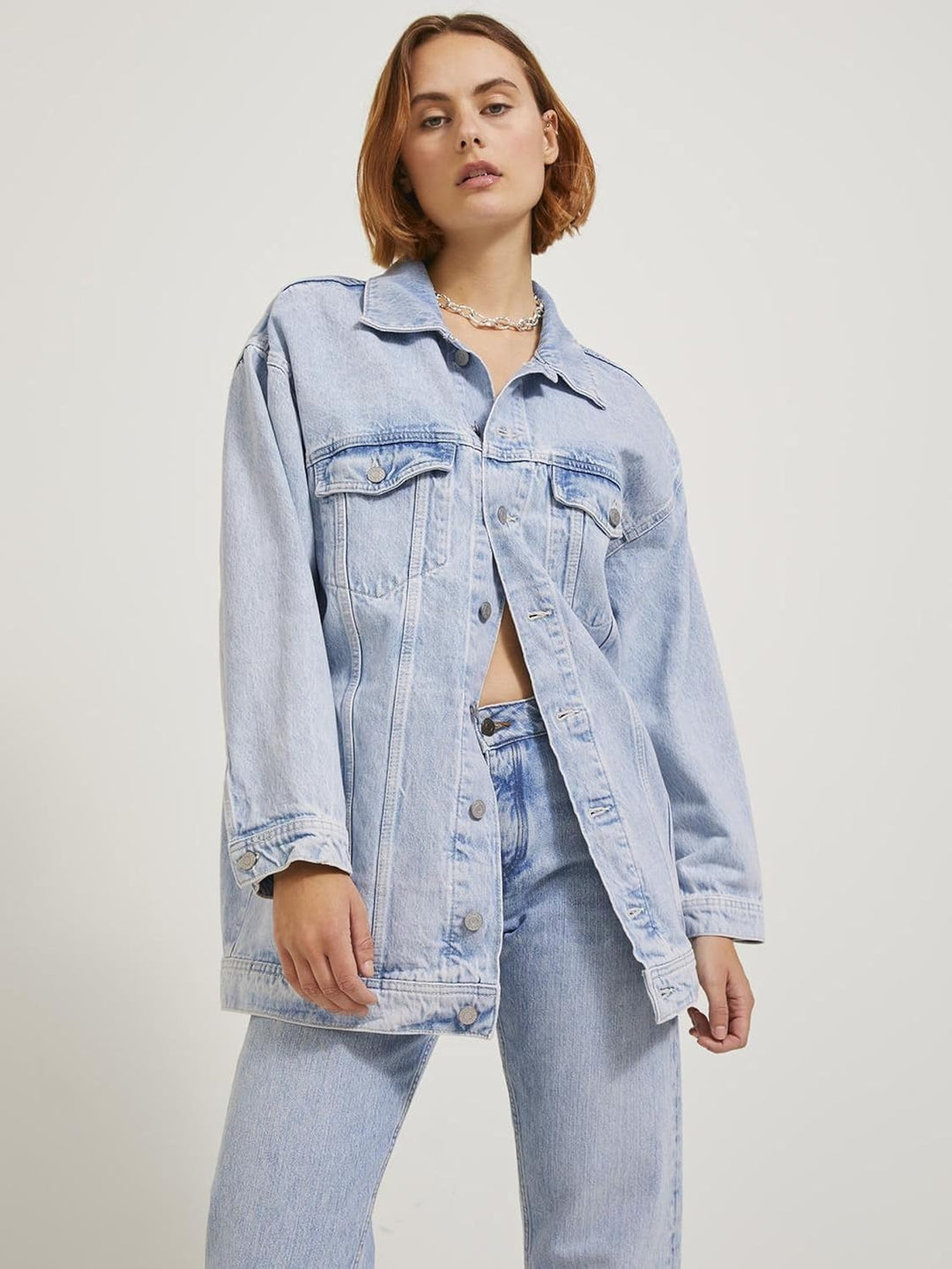 JACK & JONES Damen JJXX JXALISON Oversized Long Jacket CR503 NOO XS Light Blue Denim, XS Light Blue