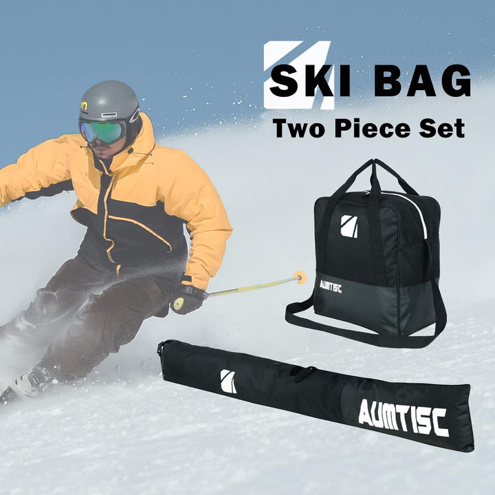 AUMTISC Skitasche und Skischuhtasche Combo - Skitaschen für Flugreisen - gepolsterte Schneeskitasche