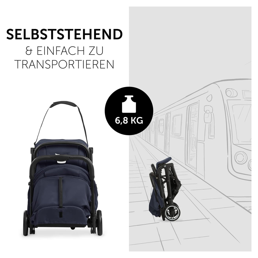 hauck Travel N Care, Dark Navy Blue - Reise Buggy für Kinder ab Geburt bis 22 kg - mit Liegefunktion