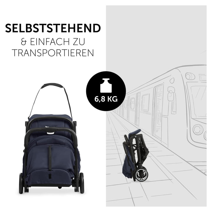 hauck Travel N Care, Dark Navy Blue - Reise Buggy für Kinder ab Geburt bis 22 kg - mit Liegefunktion