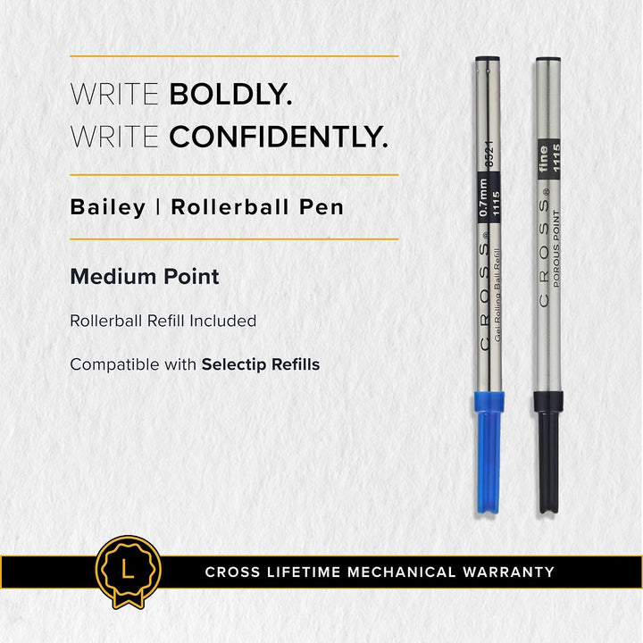 Cross Bailey Rollerball Selectip Pen (Schreibfarbe schwarz, Strichstärke M, in Premium Geschenkbox)