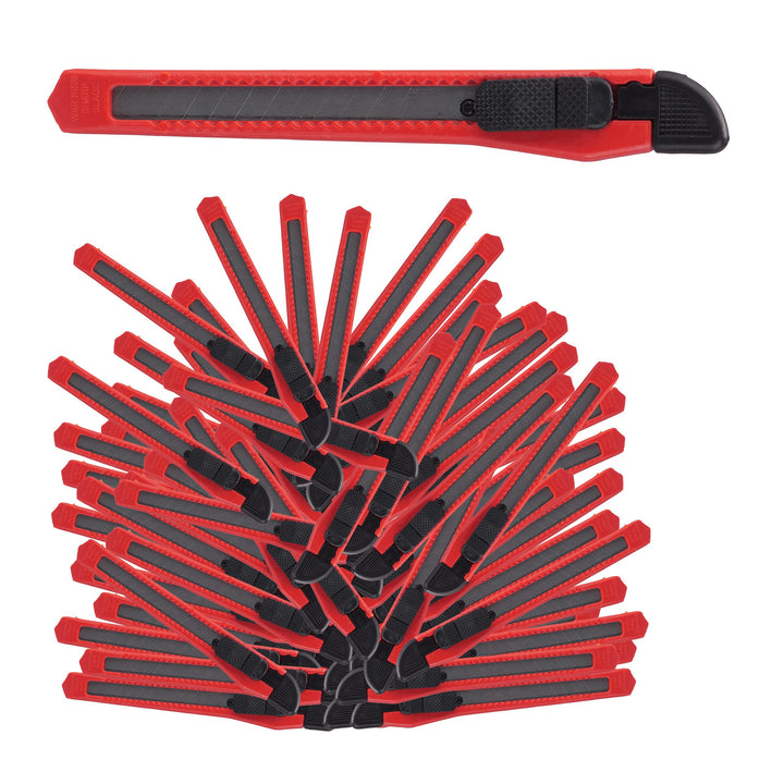 Relaxdays Cuttermesser 100er Set, sicheres Einrasten, 9mm Abbrechklingen, Messer für Kartons & Tapet