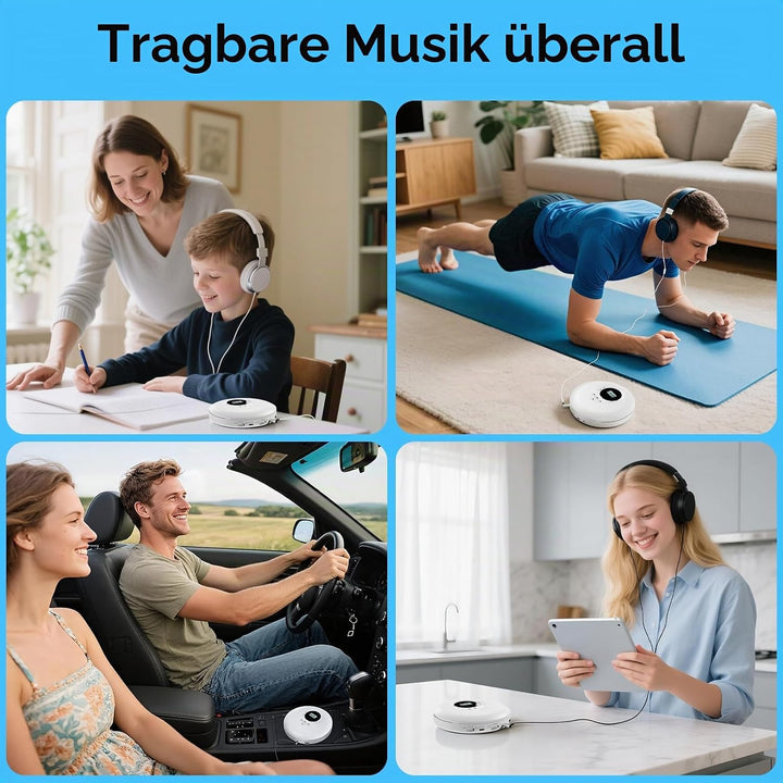 Gueray CD Spieler Tragbarer CD-Player Persönliche CD Players mit Kopfhörer LCD Display Anti-Skip Sch