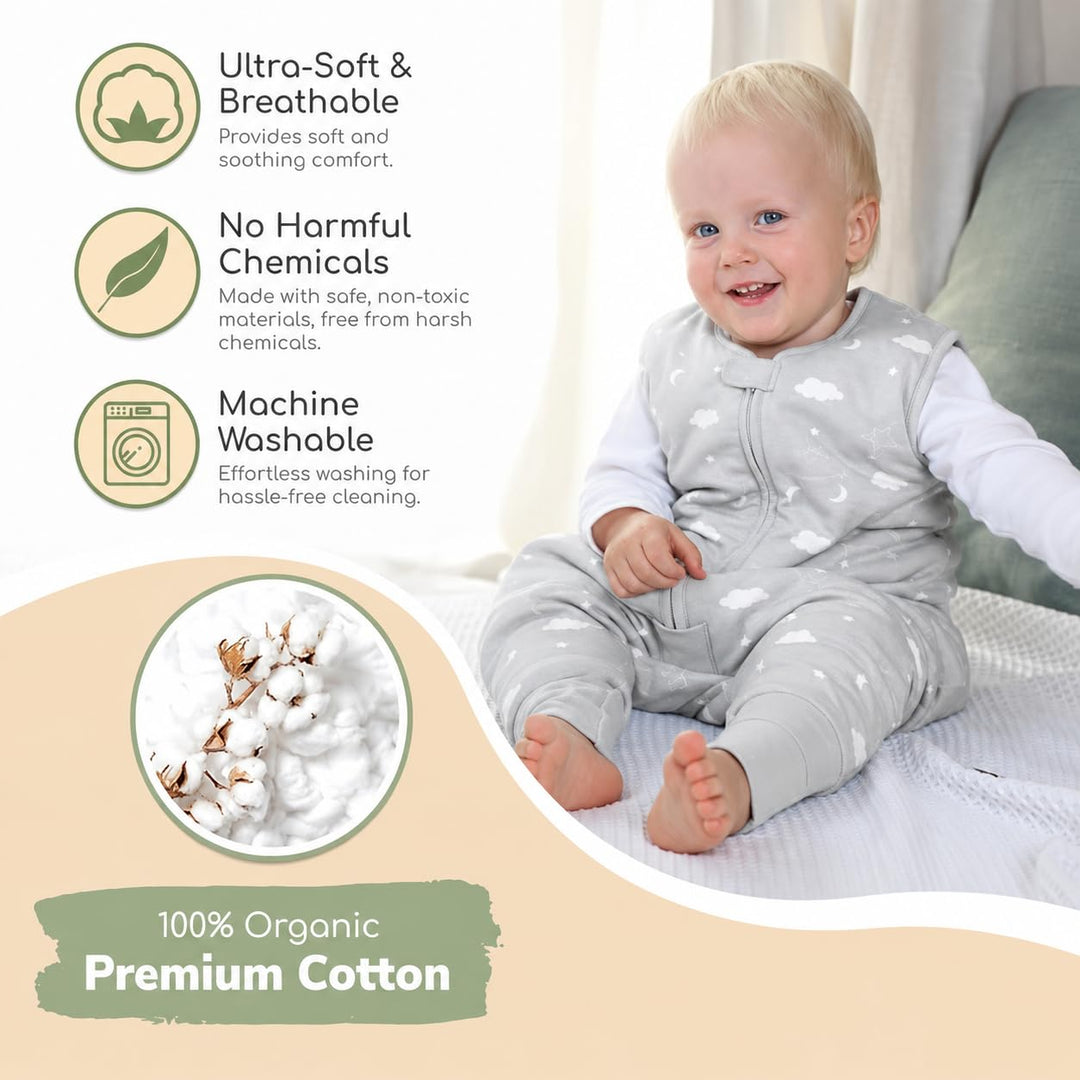 Mama Cheetah Baby Schlafsack, Bio-Baumwolle, Tragbare Babydecke, Schlafsack mit 2-Wege-Reissverschlu