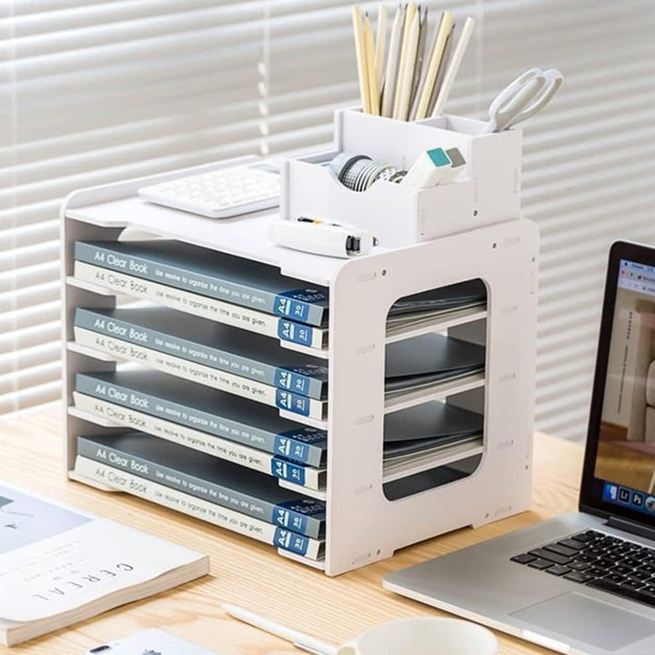 Umllpet A4 Schreibtisch-Organizer, 5-Tier Briefablage Stapelbar Dokumentenablage A4 Papier Briefabla