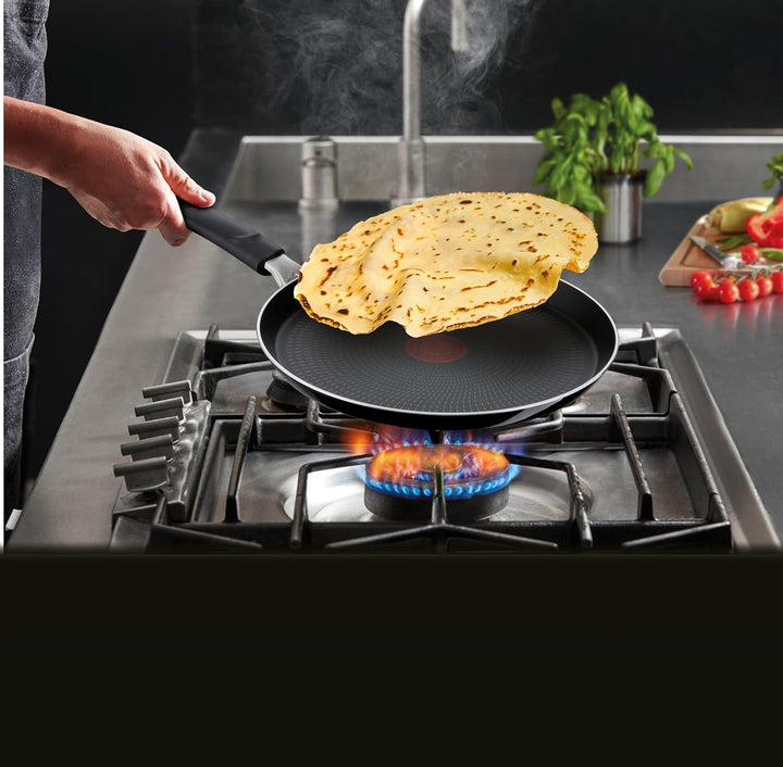 Tefal Resist Crêpepfanne 25 cm, Pfannkuchenpfanne nicht induktionsgeeignet, Titanium Antihaftversieg
