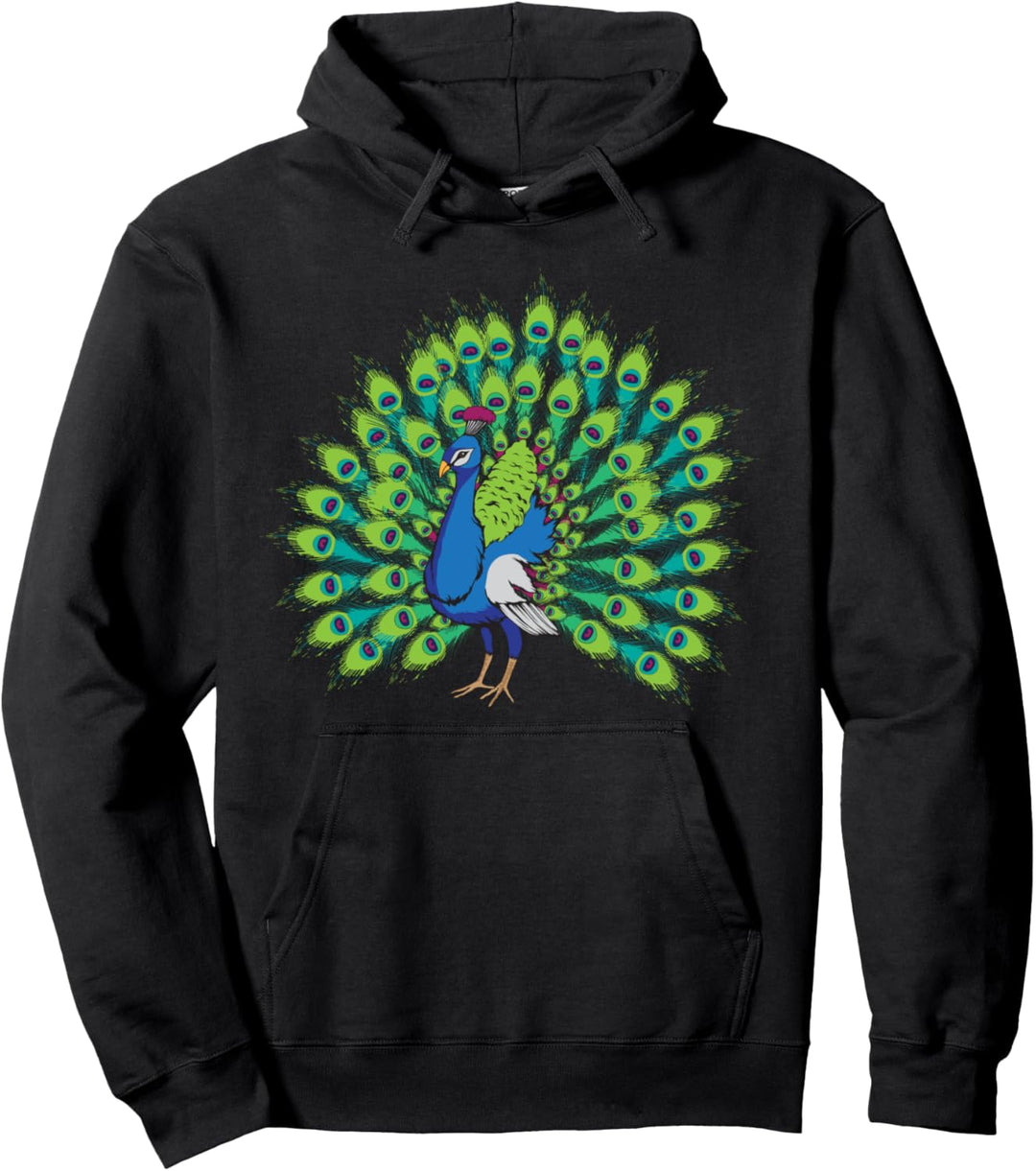 Pfau Bild Zeichnung Design Vogel Pfau Pullover Hoodie