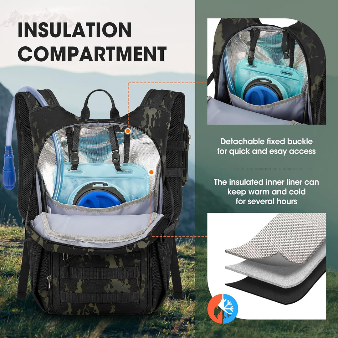 RAINSMORE Wanderrucksack 18L mit 2L Blase & Regenschutz | Leichter Trinkrucksack für Laufen, Radfahr