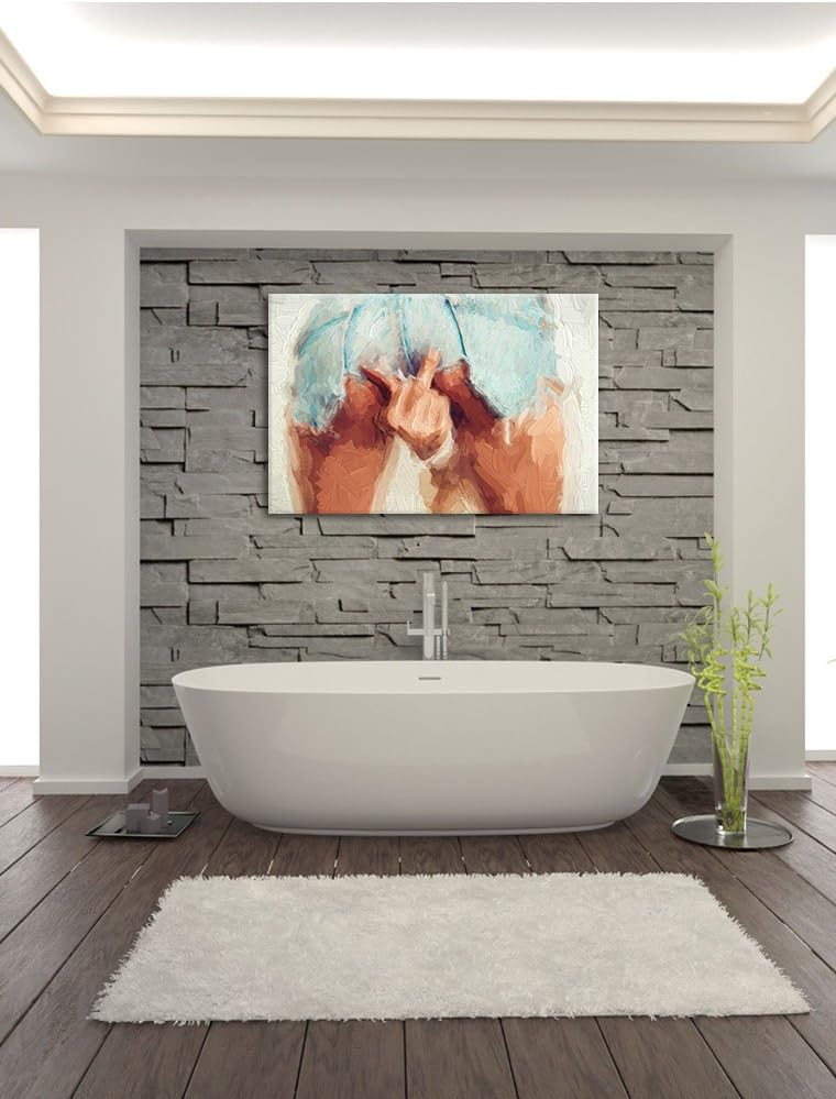 Pixxprint Frau in sexy Pose als Leinwandbild/Grösse: 100x70 / Wandbild/Kunstdruck/fertig bespannt, 1