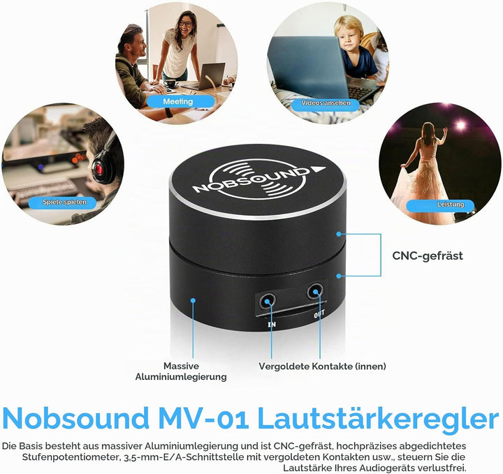 Nobsound Mini 3.5 mm Volume Control Button Speaker Audio Adjuster Box for PC/Amplifier 3.5mm AUX Pre