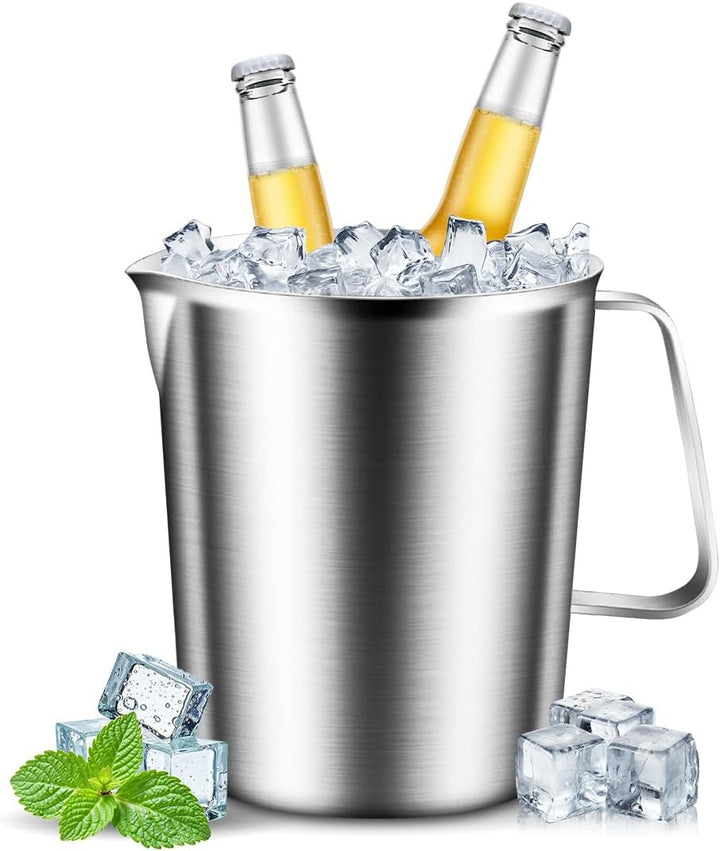 Messbecher Edelstahl 1L, Milchkännchen mit Markierung mit Griff, Messkanne Milk Pitcher, Milchaufsch
