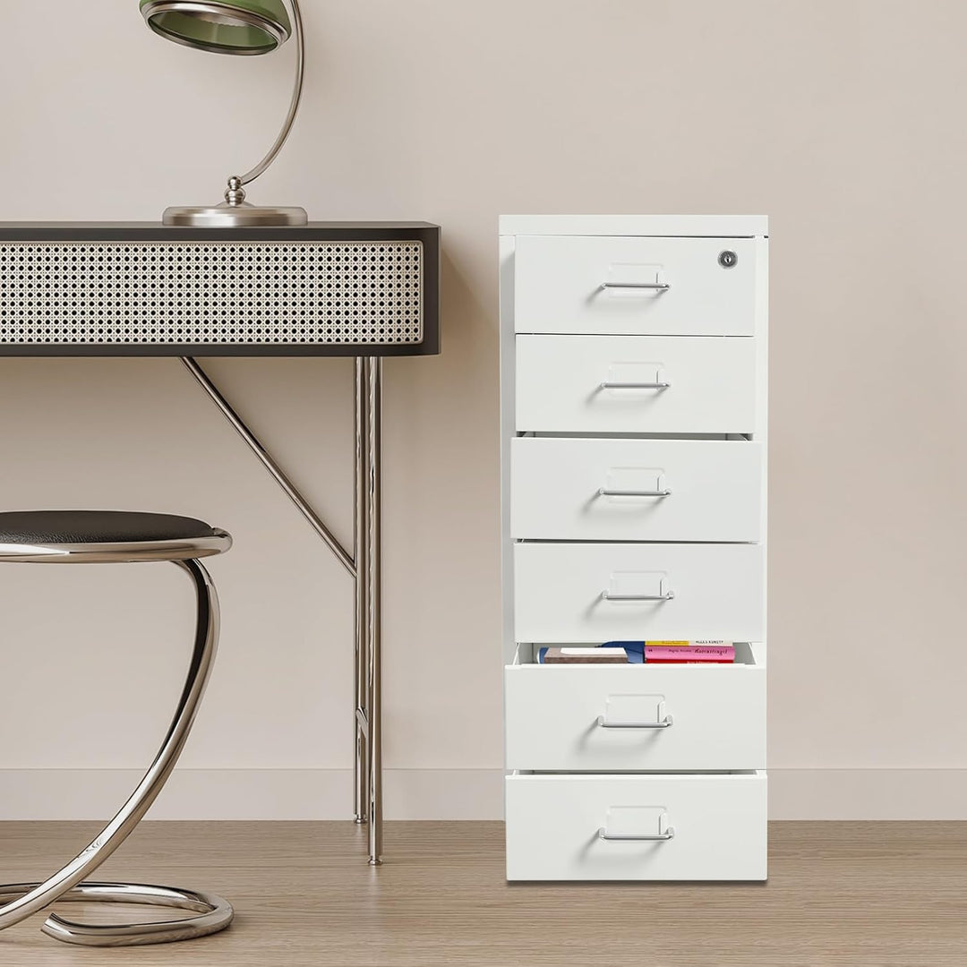 6 Ebenen Mobiler Vertikal Aktenschränke Aufbewahrungsschrank für Home-Office,28x41x69cm Anti-Kippen