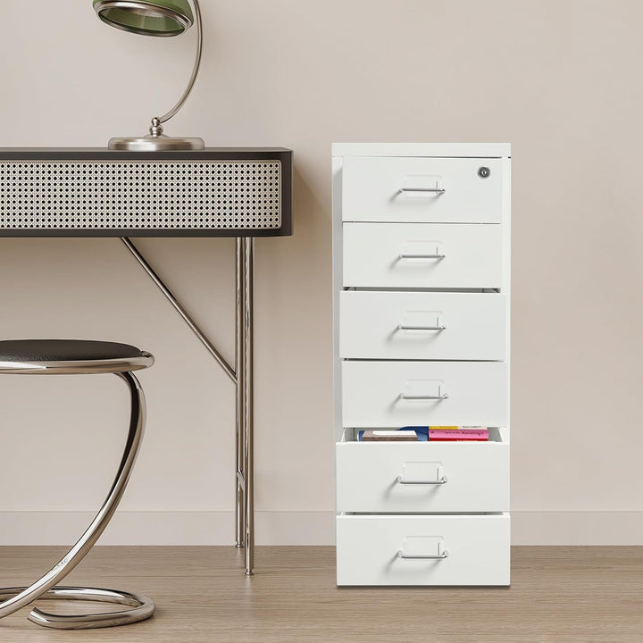 6 Ebenen Mobiler Vertikal Aktenschränke Aufbewahrungsschrank für Home-Office,28x41x69cm Anti-Kippen