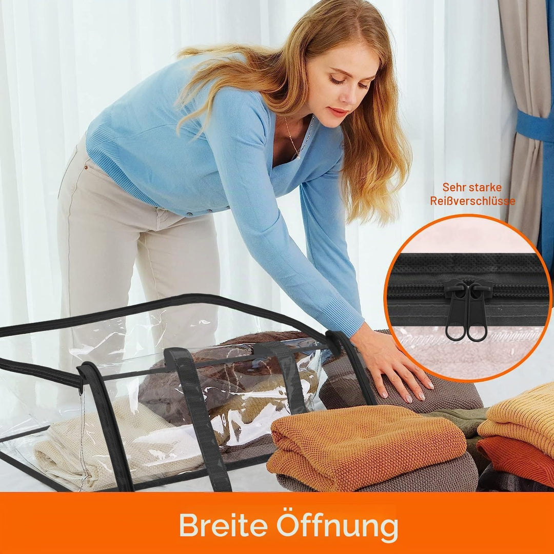 Vieshful 3 Stück Transparente Plastik Aufbewahrungstasche, 60L Organizer Aufbewahrungsbox Kleiderauf