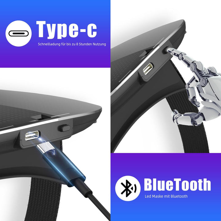 megoo Led Maske mit Bluetooth Programmierbar,Led Masken mit Gestenerkennung,Led Leuchtende Maske für