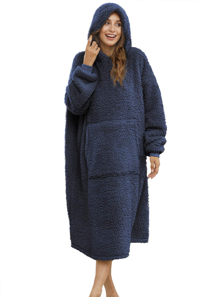 ililmmoe Sherpa tragbare Decke Übergrosse Hoodie Sweatshirt TV Decke mit Langen Ärmeln und Tasche-Na