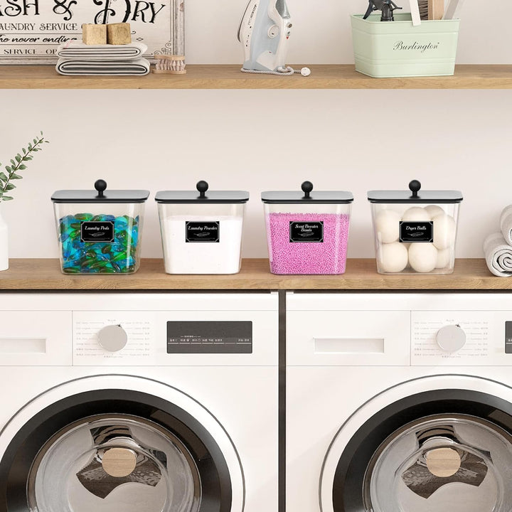 Lifewit 2 Stück 2700 ml/0.72gal Waschmittel Aufbewahrung für Wäsche Pods mit Etiketten und Löffeln,