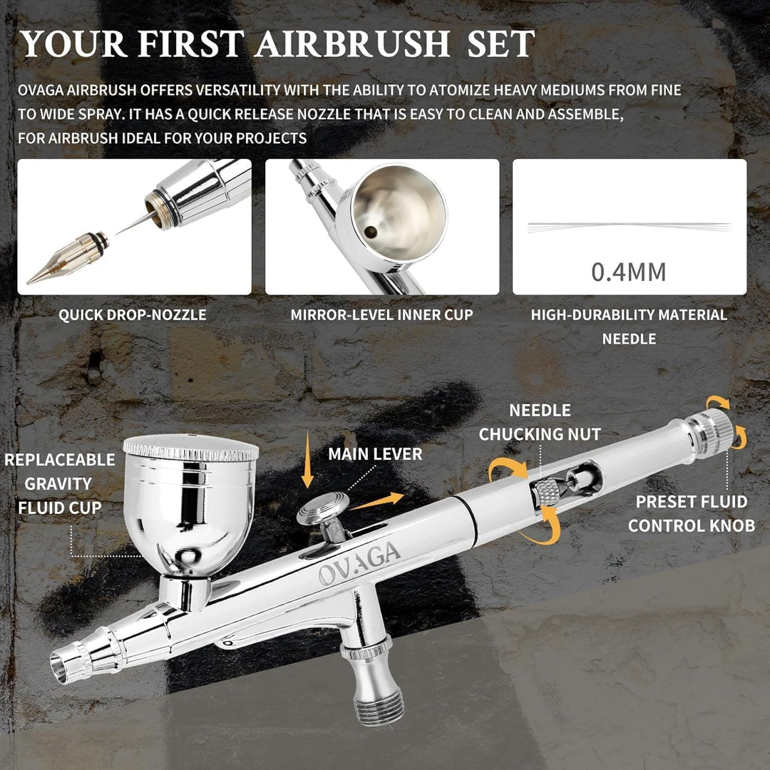 55 PSI Ultra-Leise Airbrush-Set, Dual-Action-Multifunktions-Airbrush-Set mit Kompressor zum Malen, t