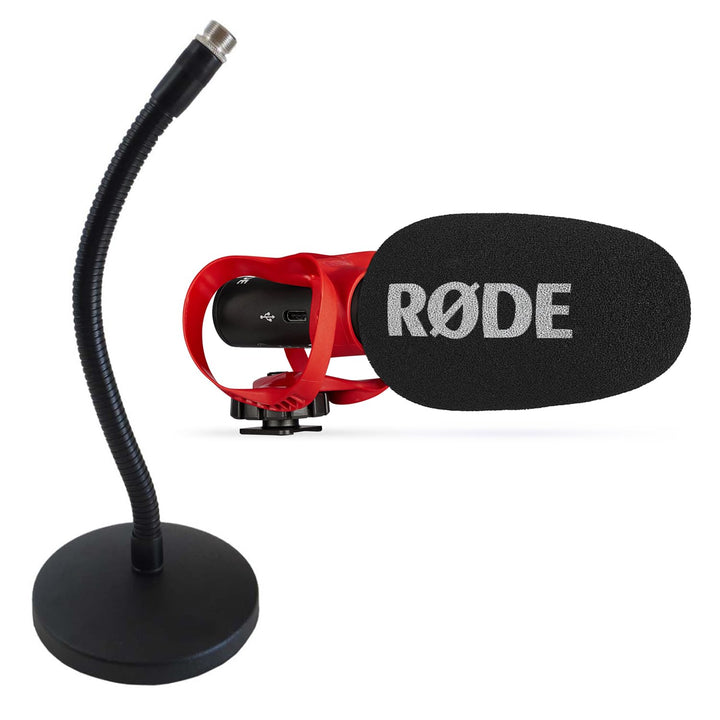 Rode Videomic Go II Helix Kamera/USB-Richtmikrofon mit keepdrum Schwanenhals Tischstativ Videomic Go