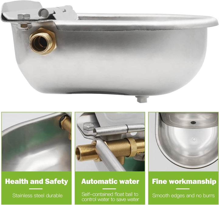 Svauoumu Tränke mit Messing Ventil Schwimmerventil,Automatischer pferdetränke Edelstahl für Rinder P