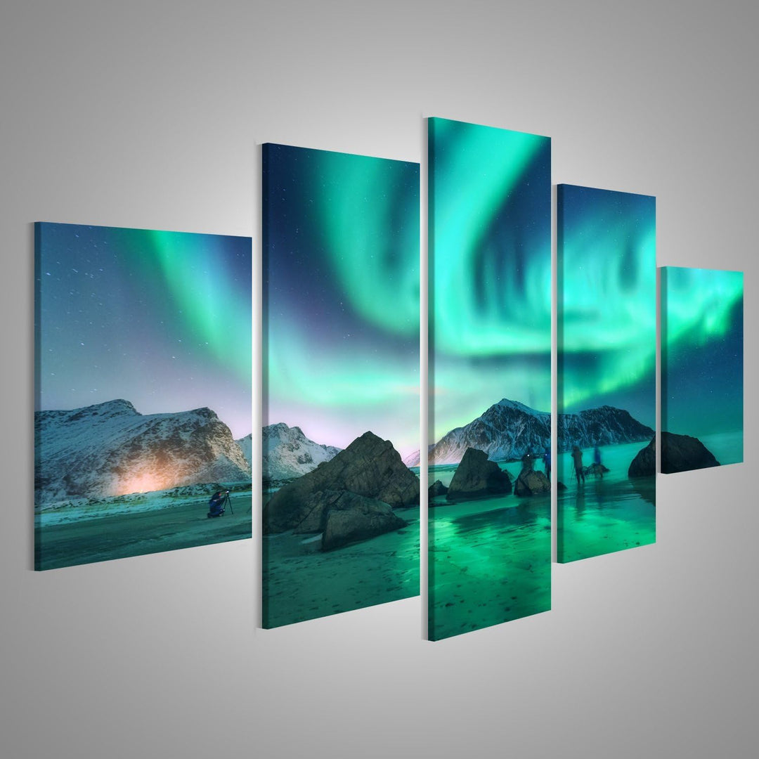 islandburner Bild Bilder auf Leinwand Green Aurora Borealis und Fotografen. Aurora.Nordlichter in Lo