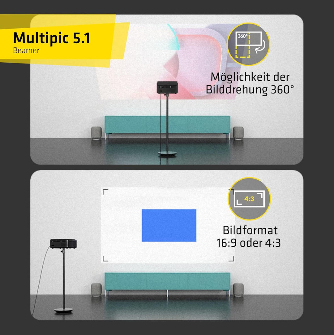 OVERMAX Multipic Bildprojektor, Projektor LED, Full HD 1080p, 3175x257x1172 cm, Seitenverhältnis 16: