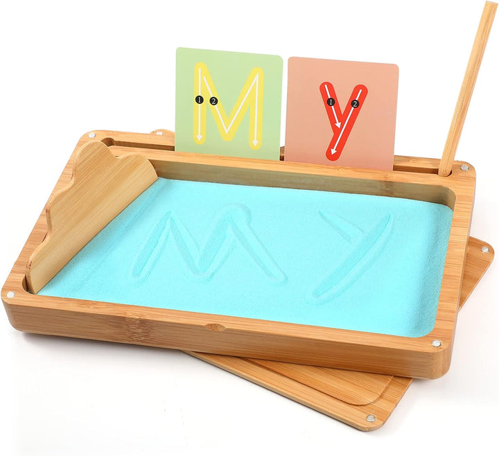 AtMini Montessori sandtablet Training buchstaben und Zeichens pielzeug Holz Sandtisch Lerns für Früh