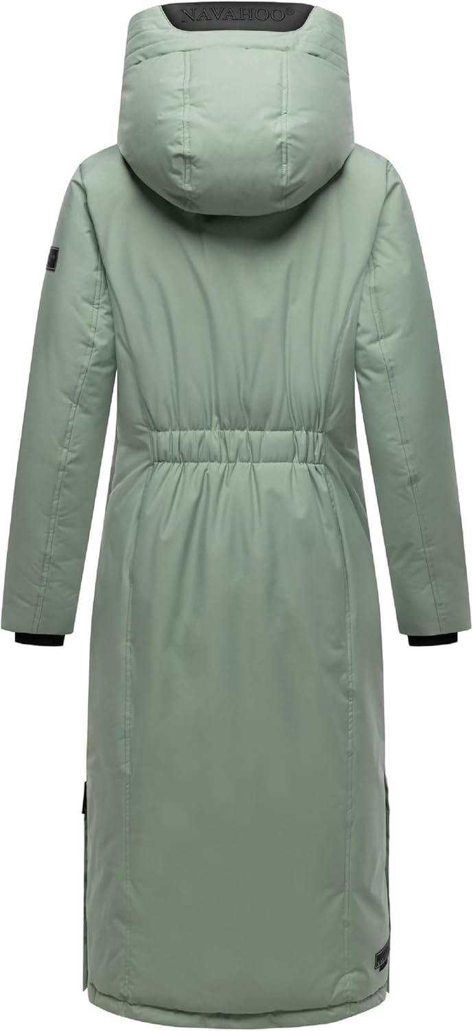 Navahoo Damen Wintermantel Warmer Mantel extralang mit Kapuze Wolkenfrost XIV XS-XXL XS Smokey Mint,