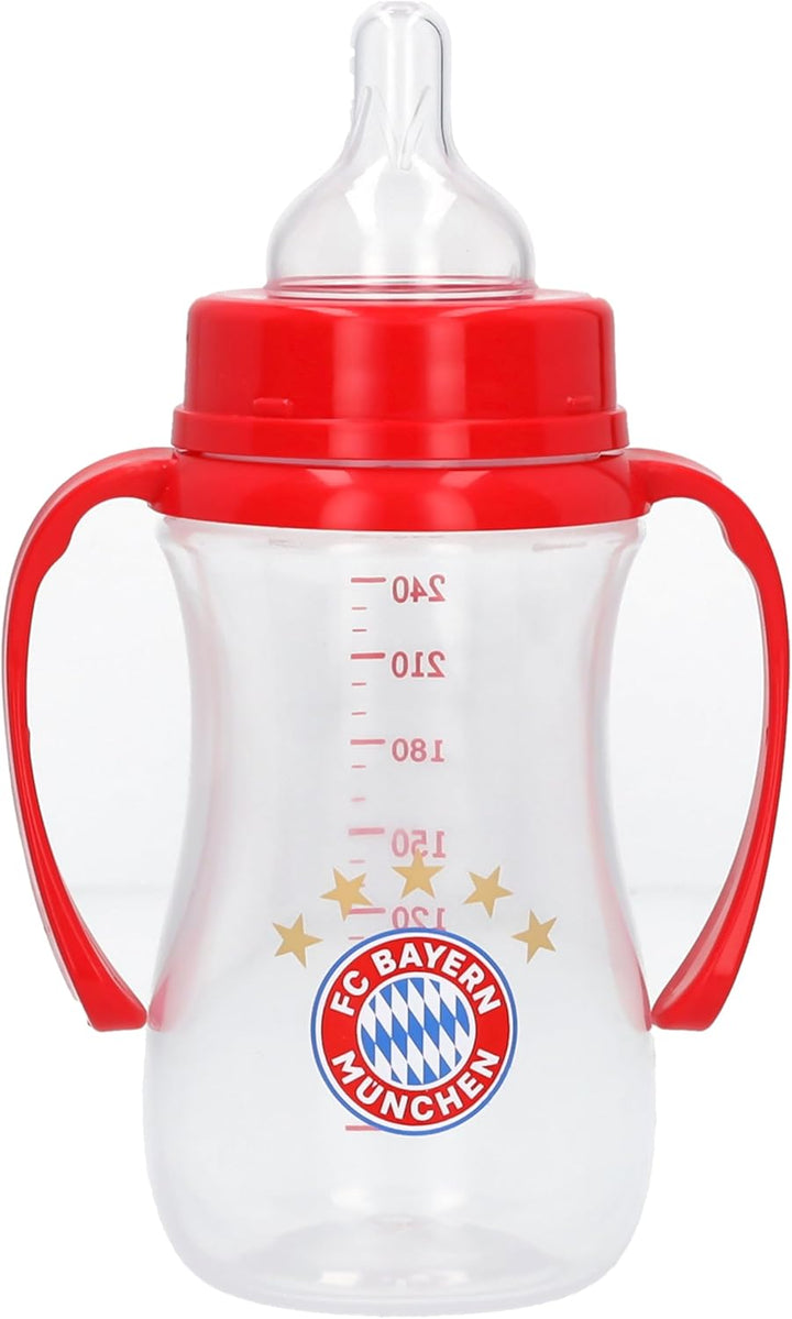 FC Bayern München Baby Trinkflasche Logo mit Haltegriff | Babytrinkflasche | Nuckelflasche | Flasche