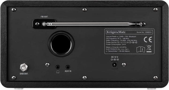 Krüger&Matz KM0816 Internetradio mit Wetterstation, Alarm, RDS, Bluetooth FM/DAB+ / Internet Schwarz