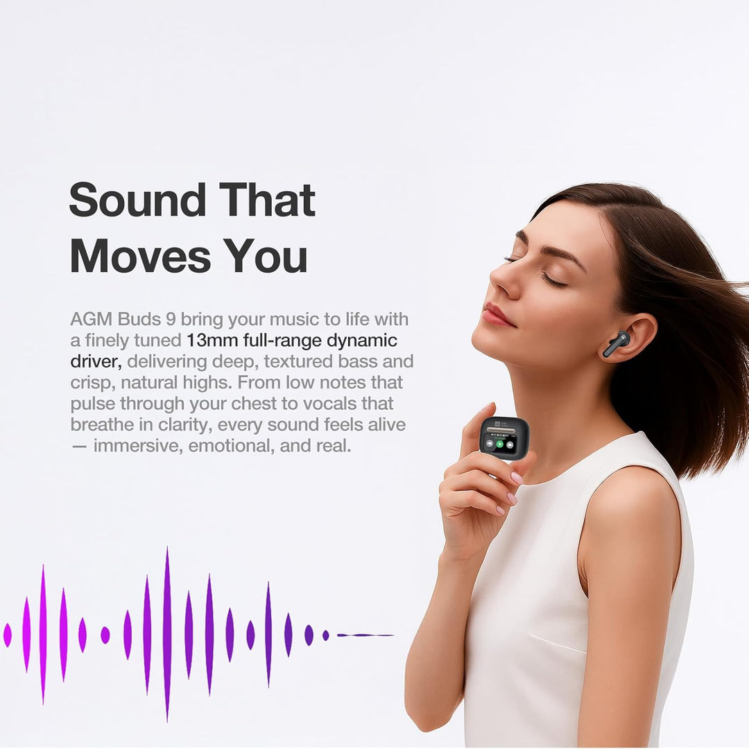 AGM Buds 9 In-Ear Bluetooth Kopfhörer,Drahtlose Kopfhörer mit Individuellem Sound,6H+24H Akkulaufzei